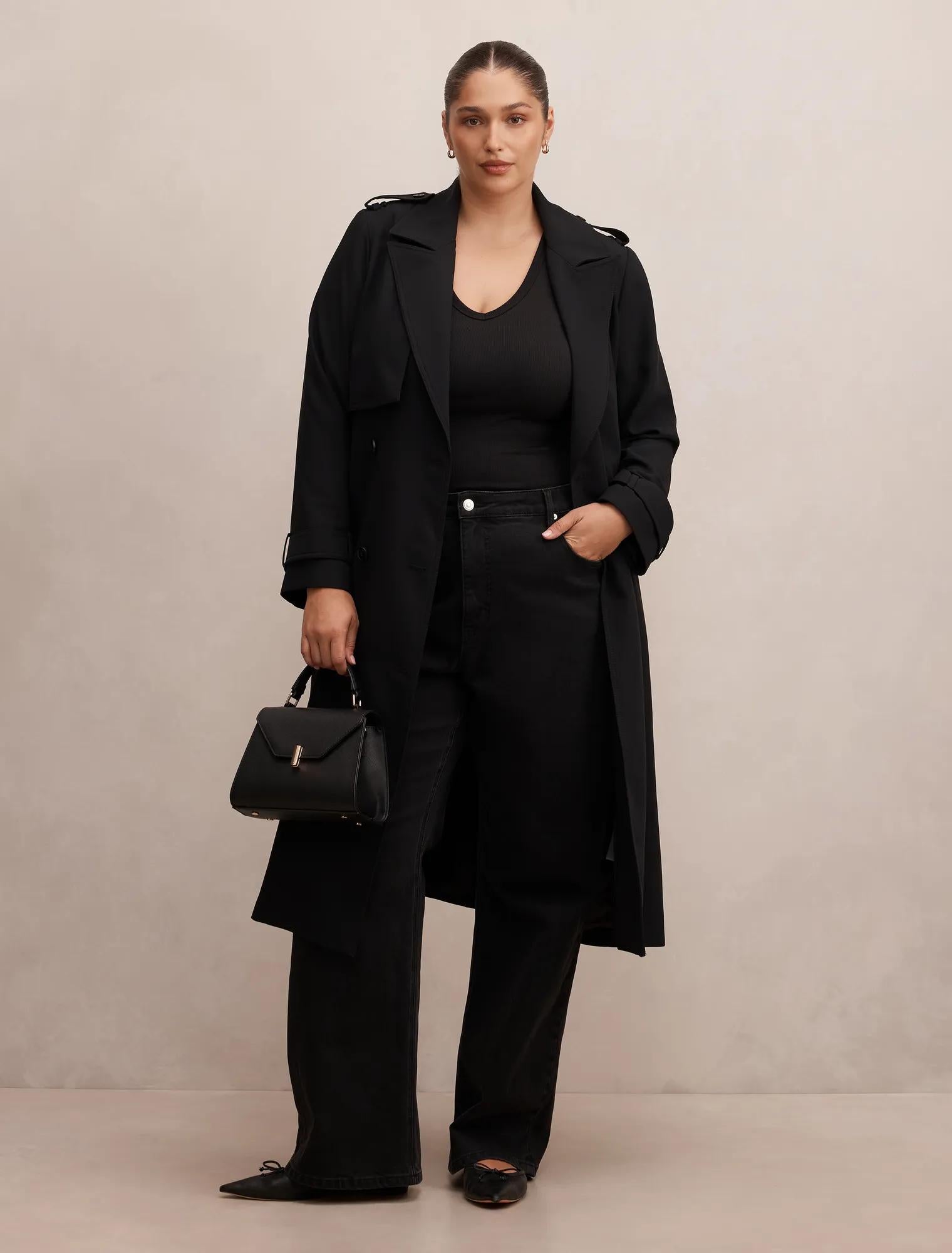 Cameron Curve Soft Trench Coat Black