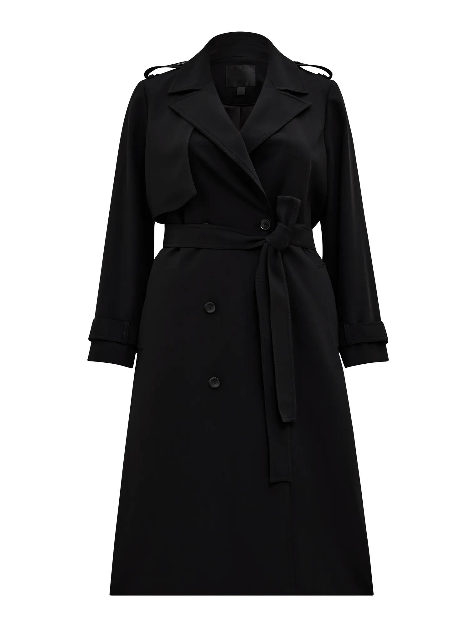 Cameron Curve Soft Trench Coat Black_mannequin