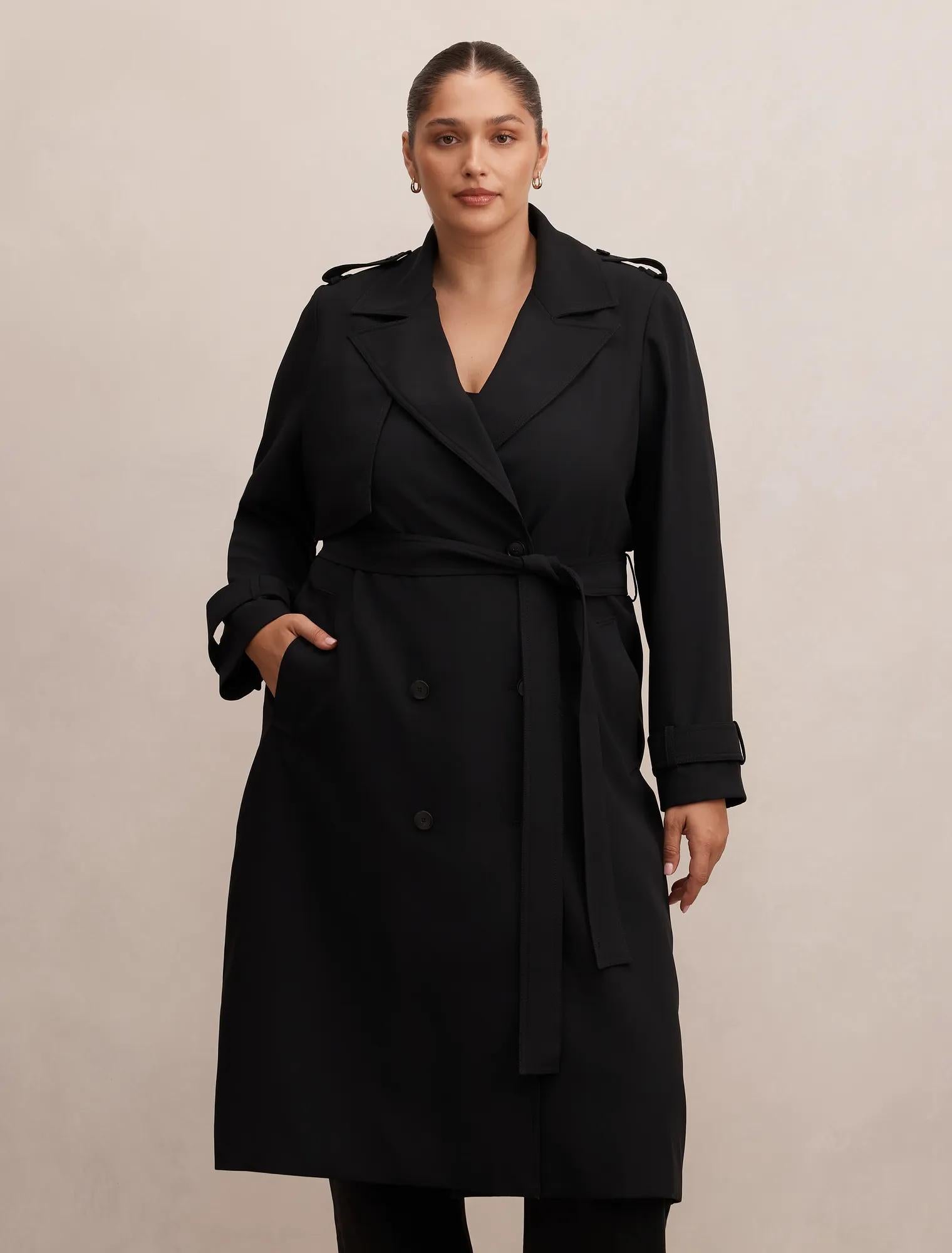 Cameron Curve Soft Trench Coat Black