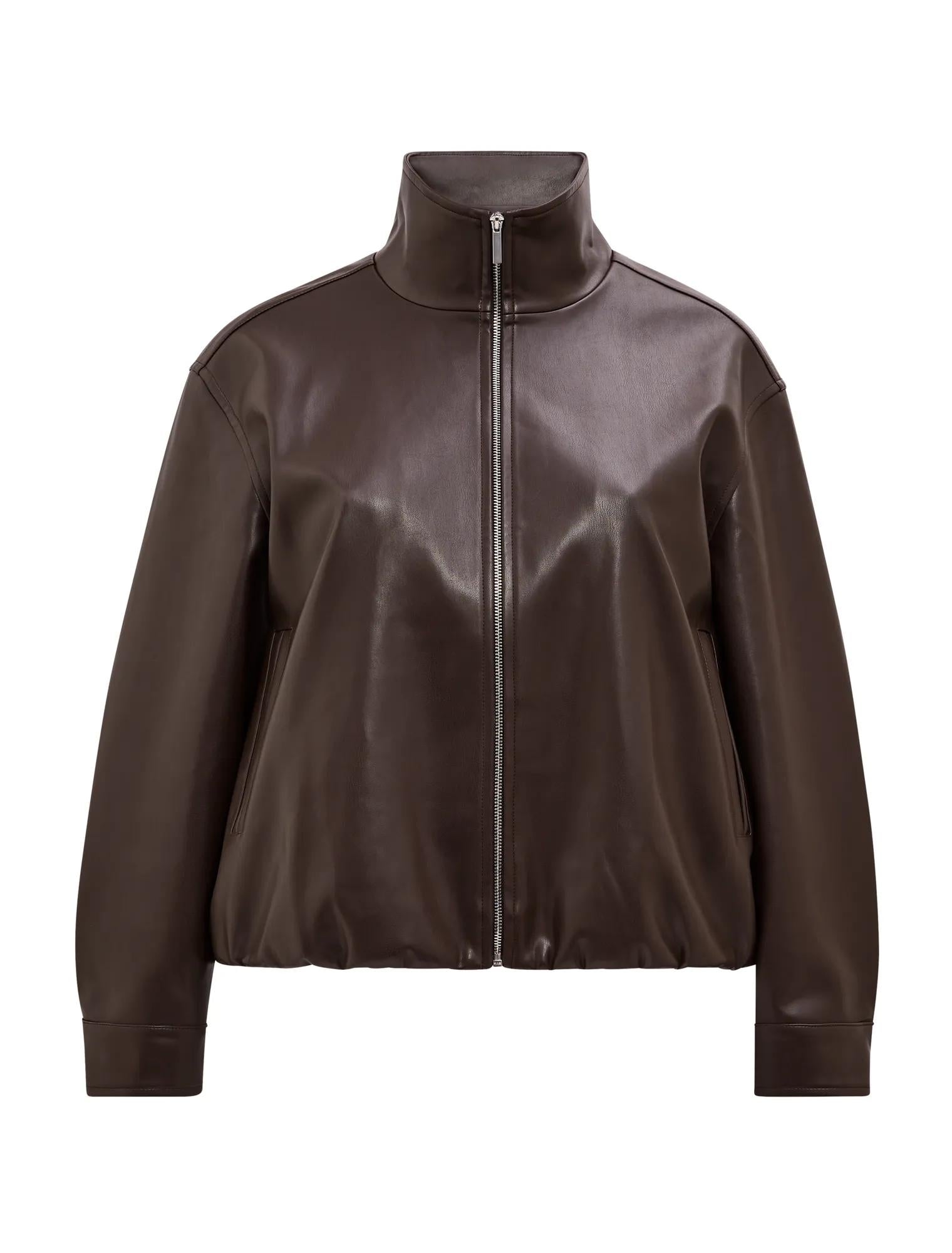 Julia Curve PU Funnel Neck Jacket Chocolate_mannequin