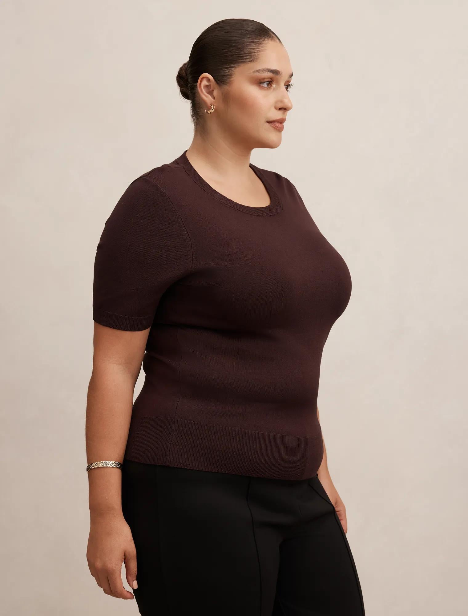 Maisie Curve Short Sleeve Tee Chocolate