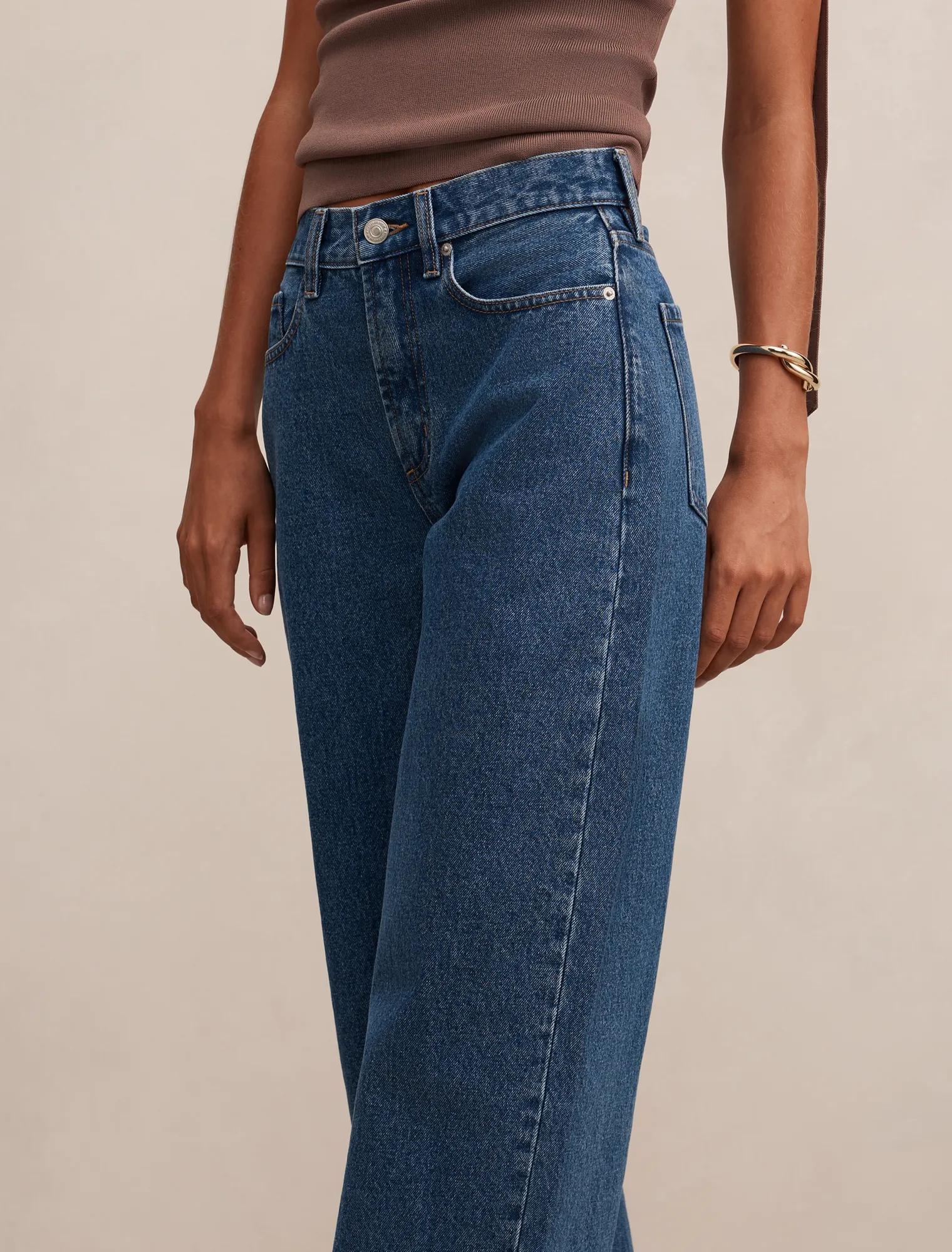 Emma Mid Rise Barrel Jeans Mid Wash