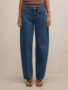 Emma Mid Rise Barrel Jeans Mid Wash