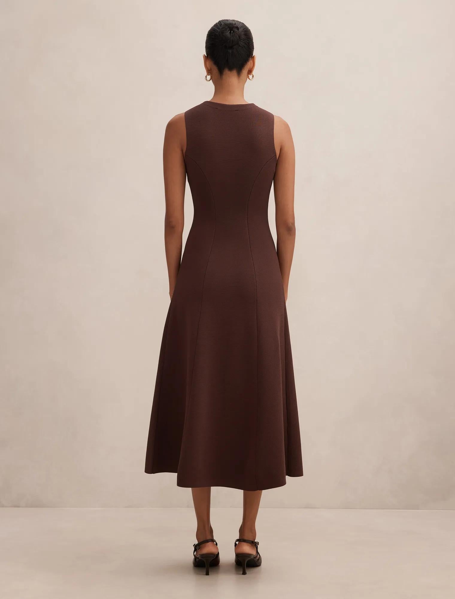 Lucienne Petite Fit and Flare Midi Dress Chocolate
