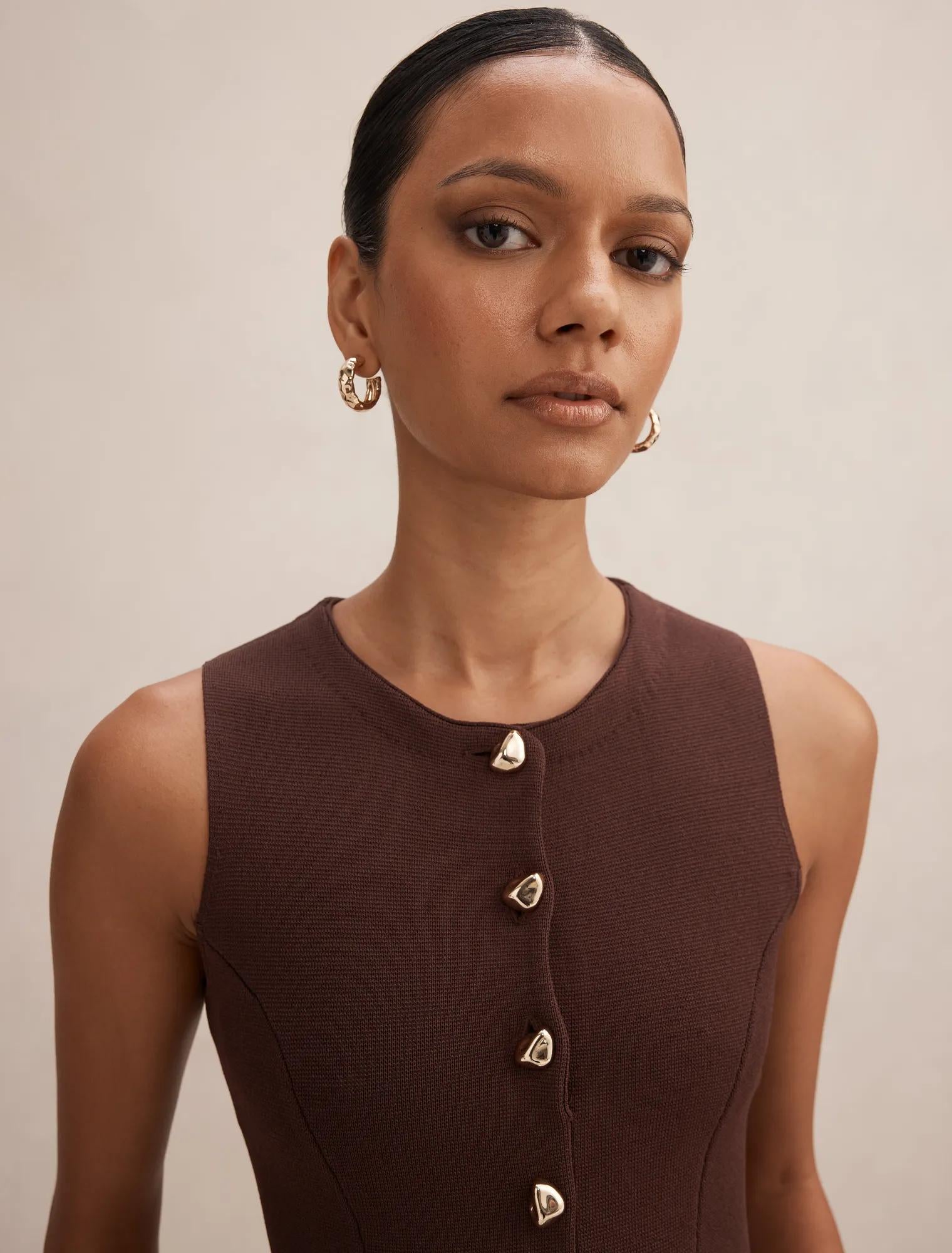Lucienne Petite Fit and Flare Midi Dress Chocolate