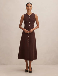 Lucienne Petite Fit and Flare Midi Dress Chocolate