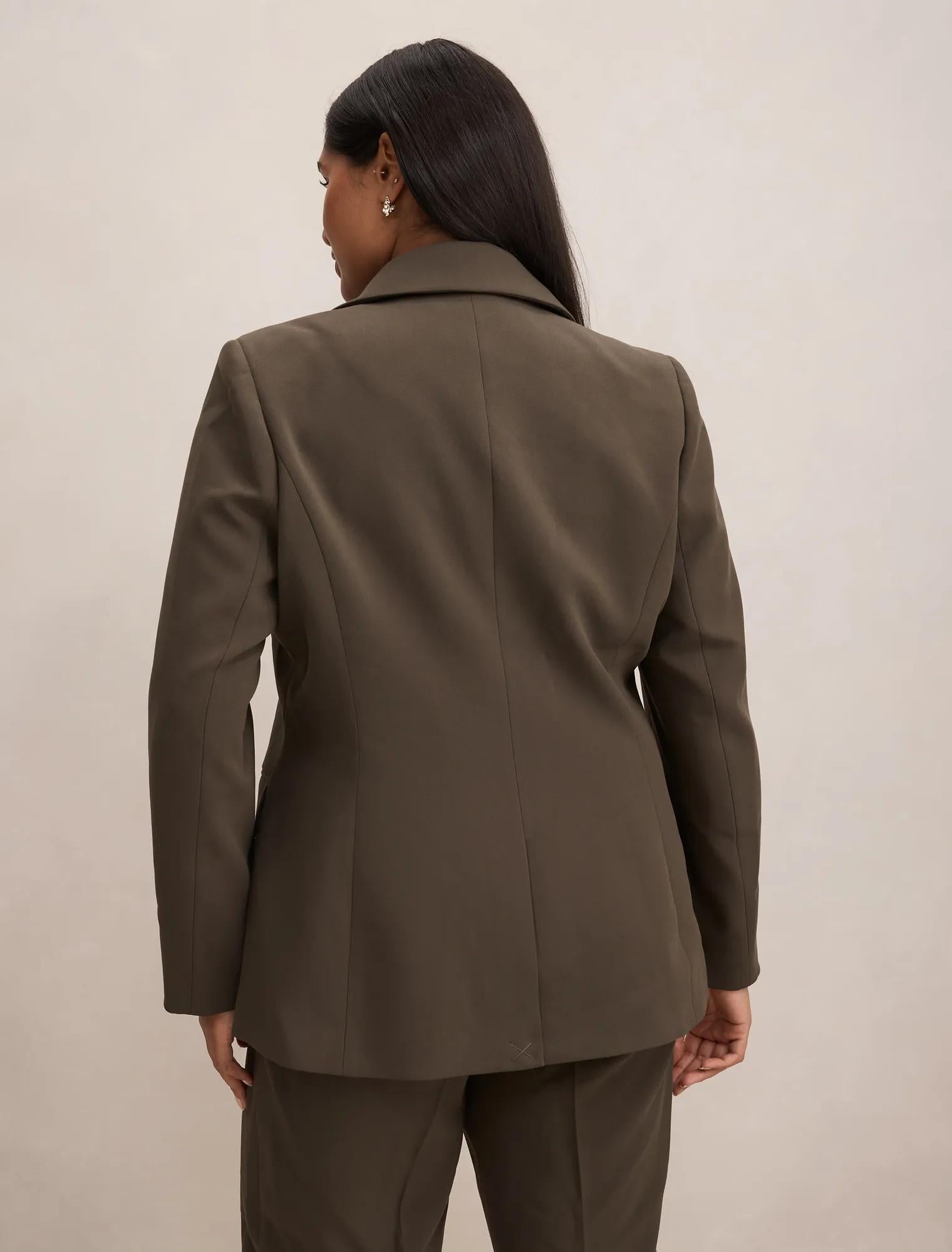 Victoria Curve Single Breasted Blazer Olive Suit