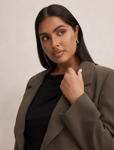 Victoria Curve Single Breasted Blazer Olive Suit