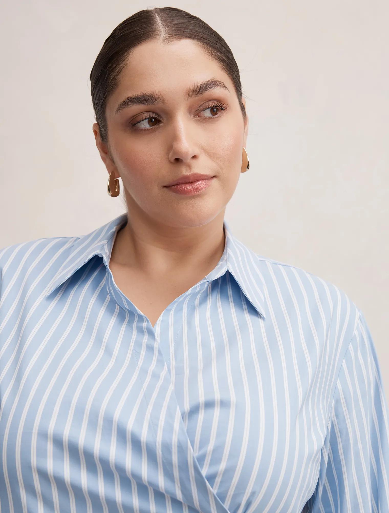 Tina Curve Tie Back Shirt Blue Stripe