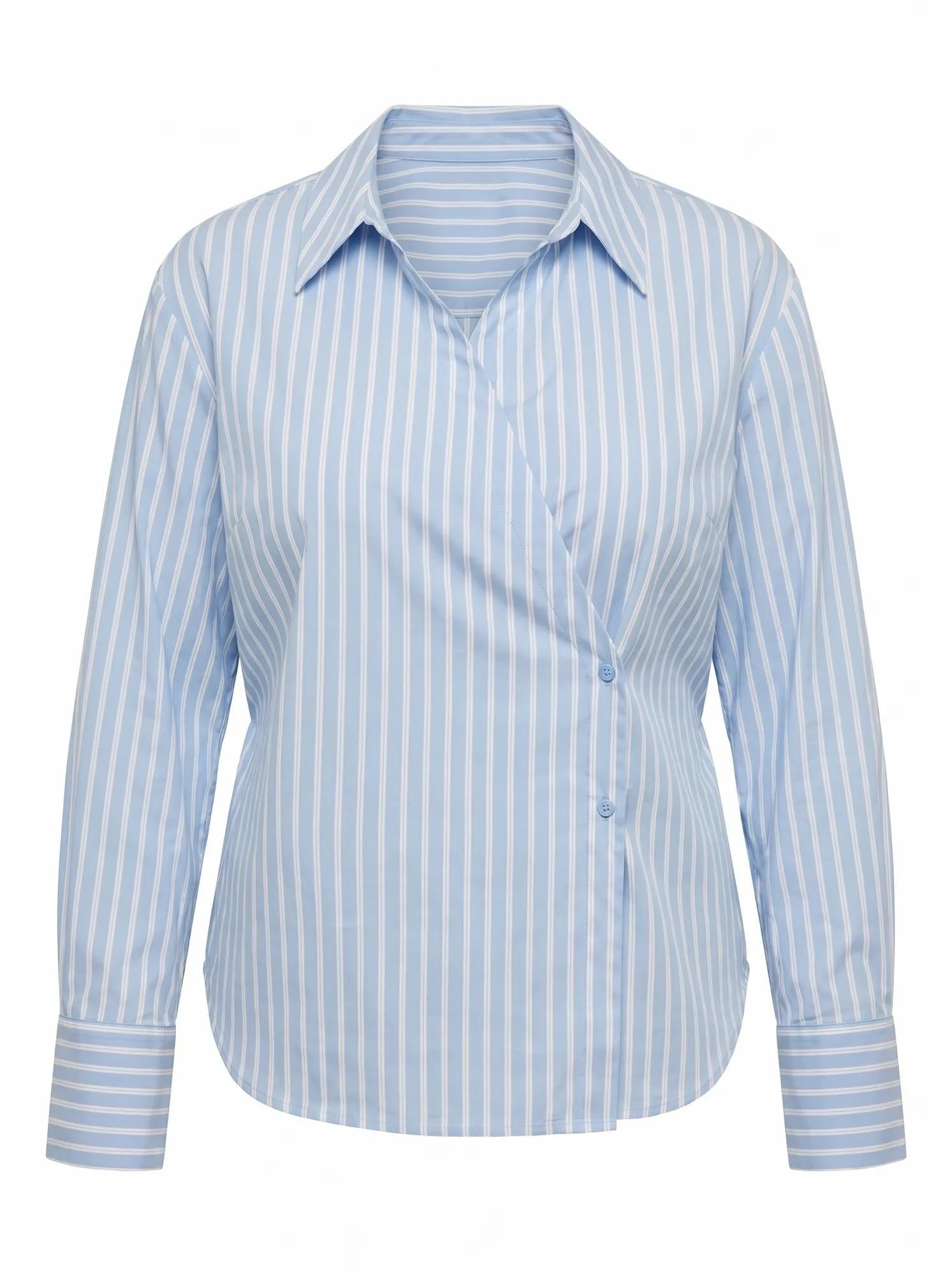 Tina Curve Tie Back Shirt Blue Stripe_mannequin
