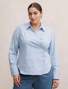 Tina Curve Tie Back Shirt Blue Stripe