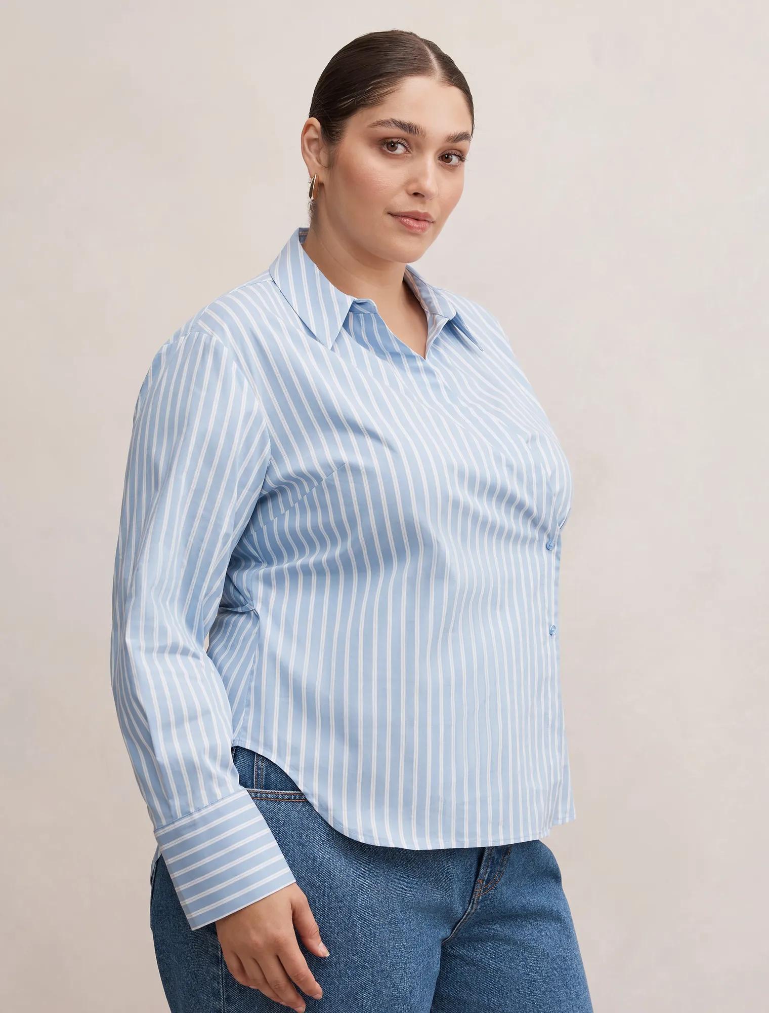 Tina Curve Tie Back Shirt Blue Stripe