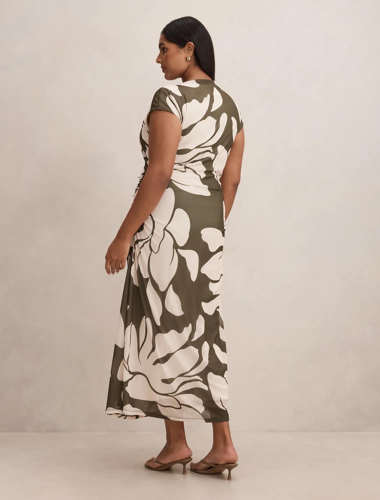 Allegra Curve Mesh Midi Dress Ravina Abstract