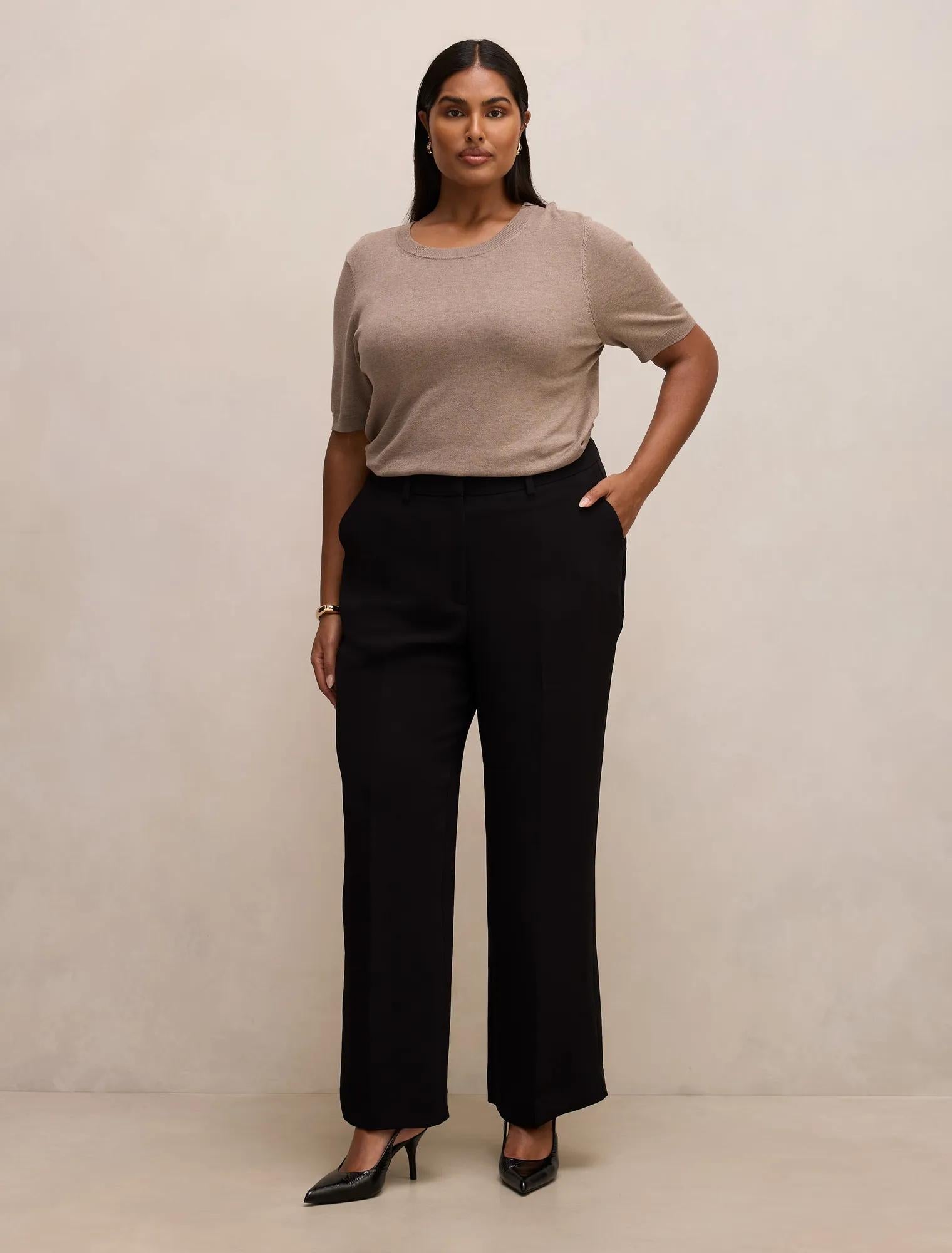 Dani Curve Tailored Straight Pants Black