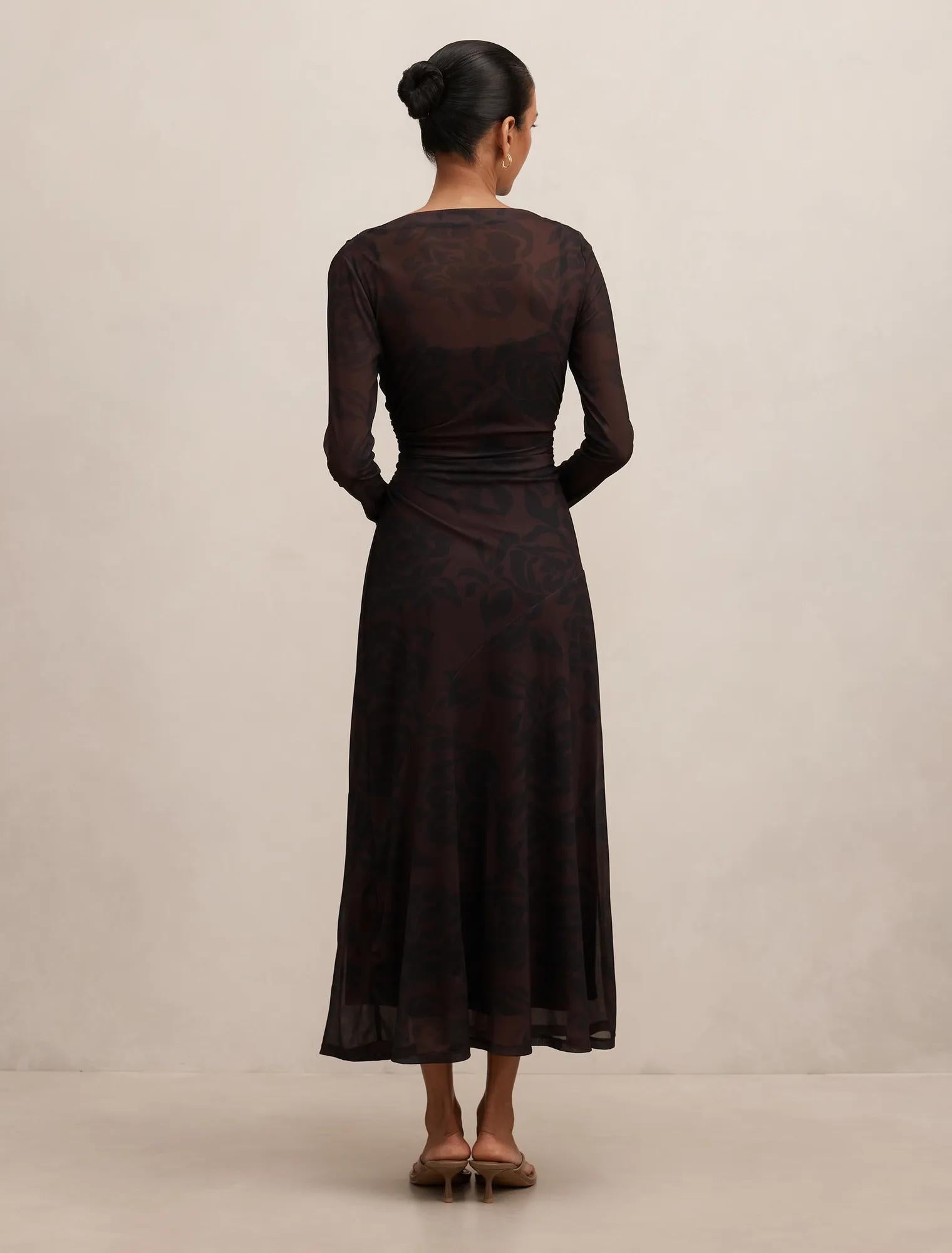 Georgia Petite Long Sleeve Mesh Midi Dress Hilmark Floral