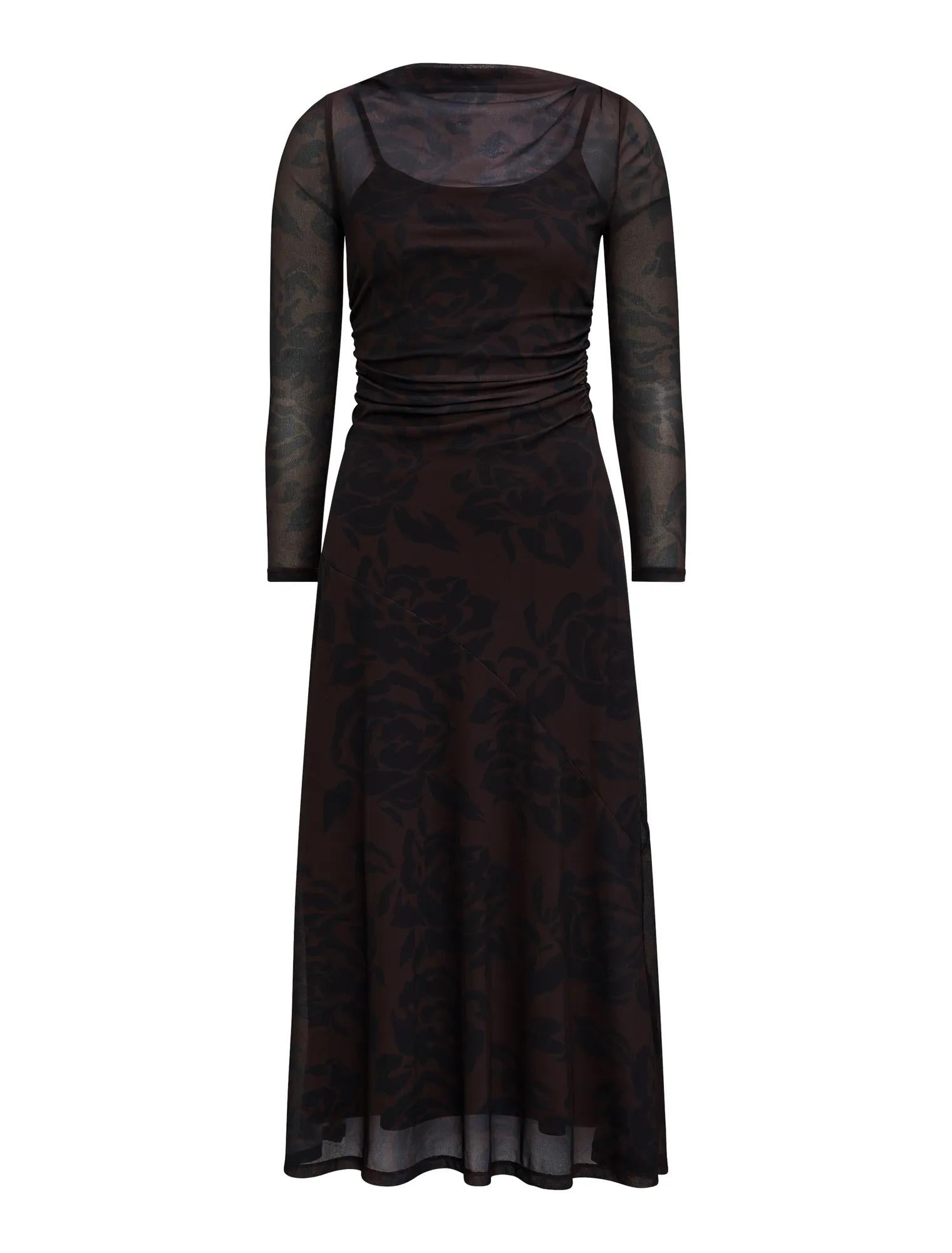 Georgia Petite Long Sleeve Mesh Midi Dress Hilmark Floral_mannequin