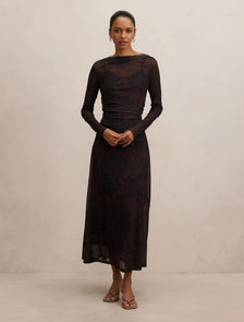 Georgia Petite Long Sleeve Mesh Midi Dress Hilmark Floral