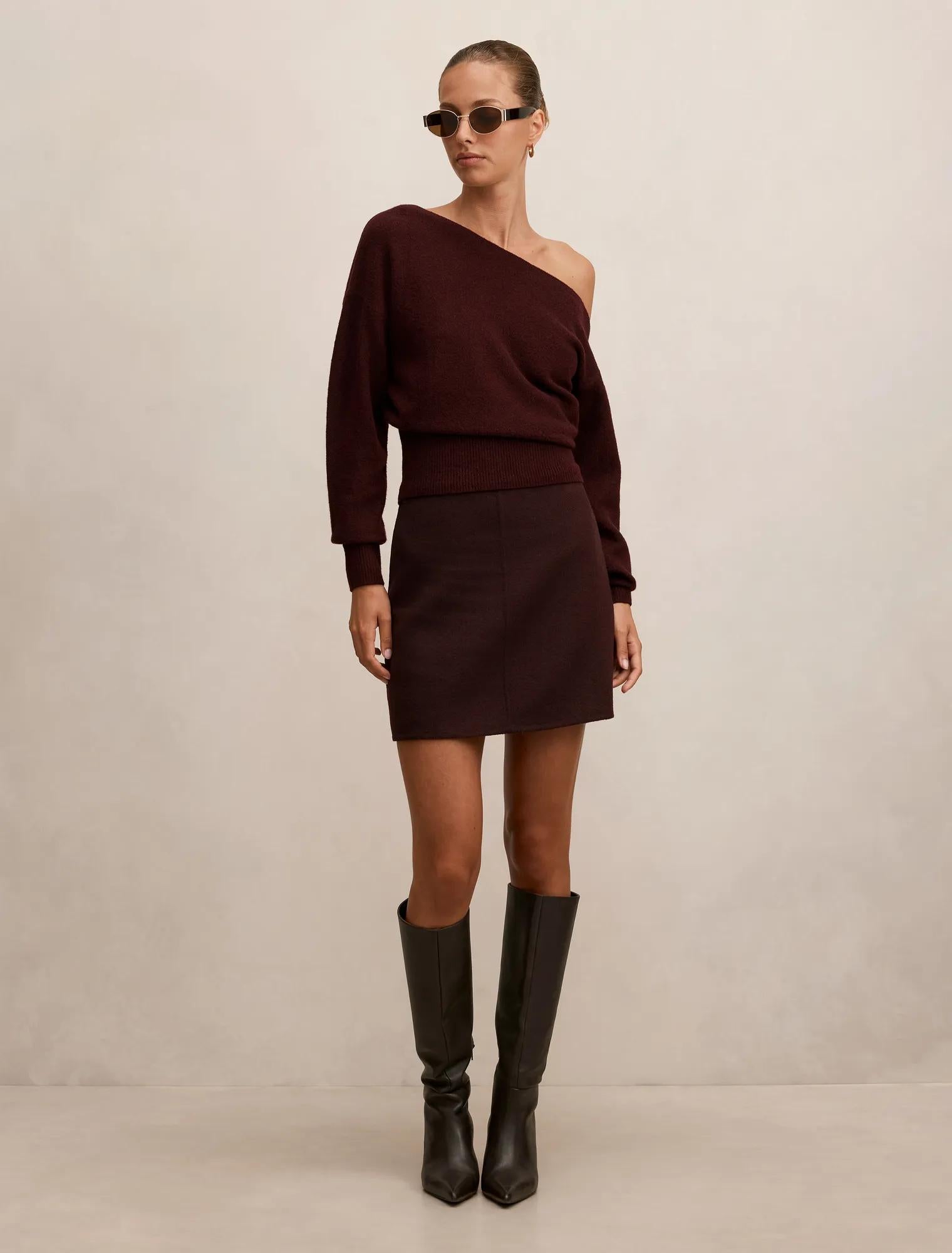 Emerson Asymmetric Sweater Midnight Plum