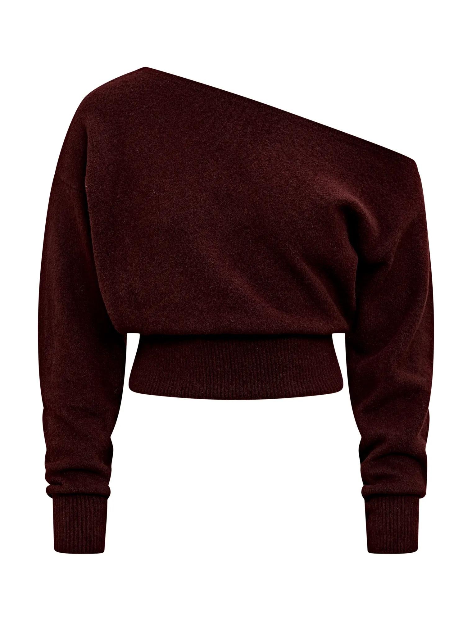 Emerson Asymmetric Sweater Midnight Plum_mannequin