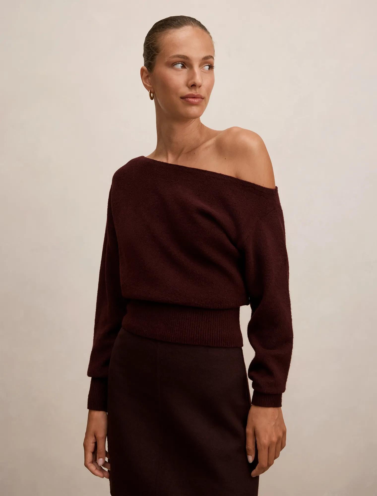 Emerson Asymmetric Sweater Midnight Plum