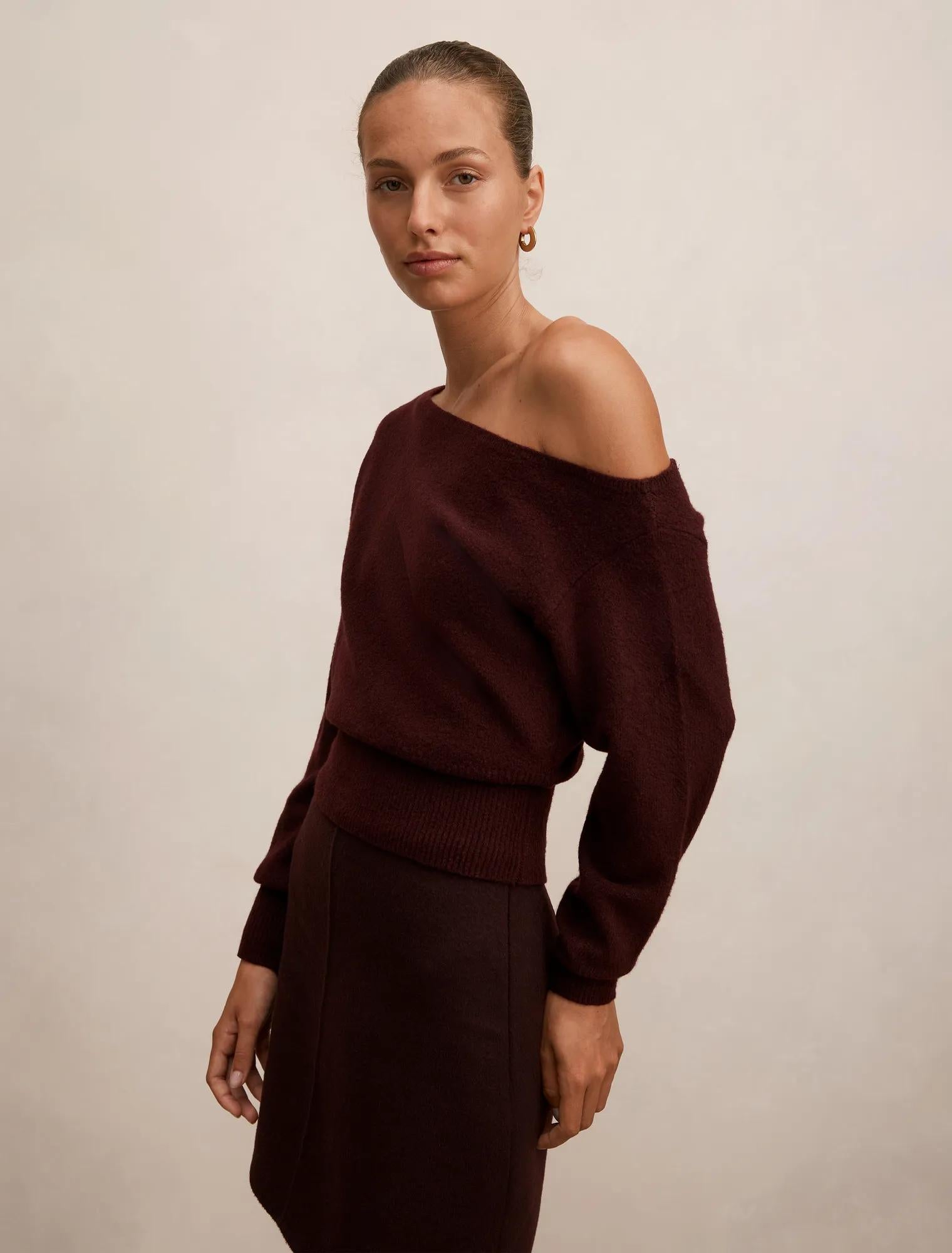 Emerson Asymmetric Sweater Midnight Plum