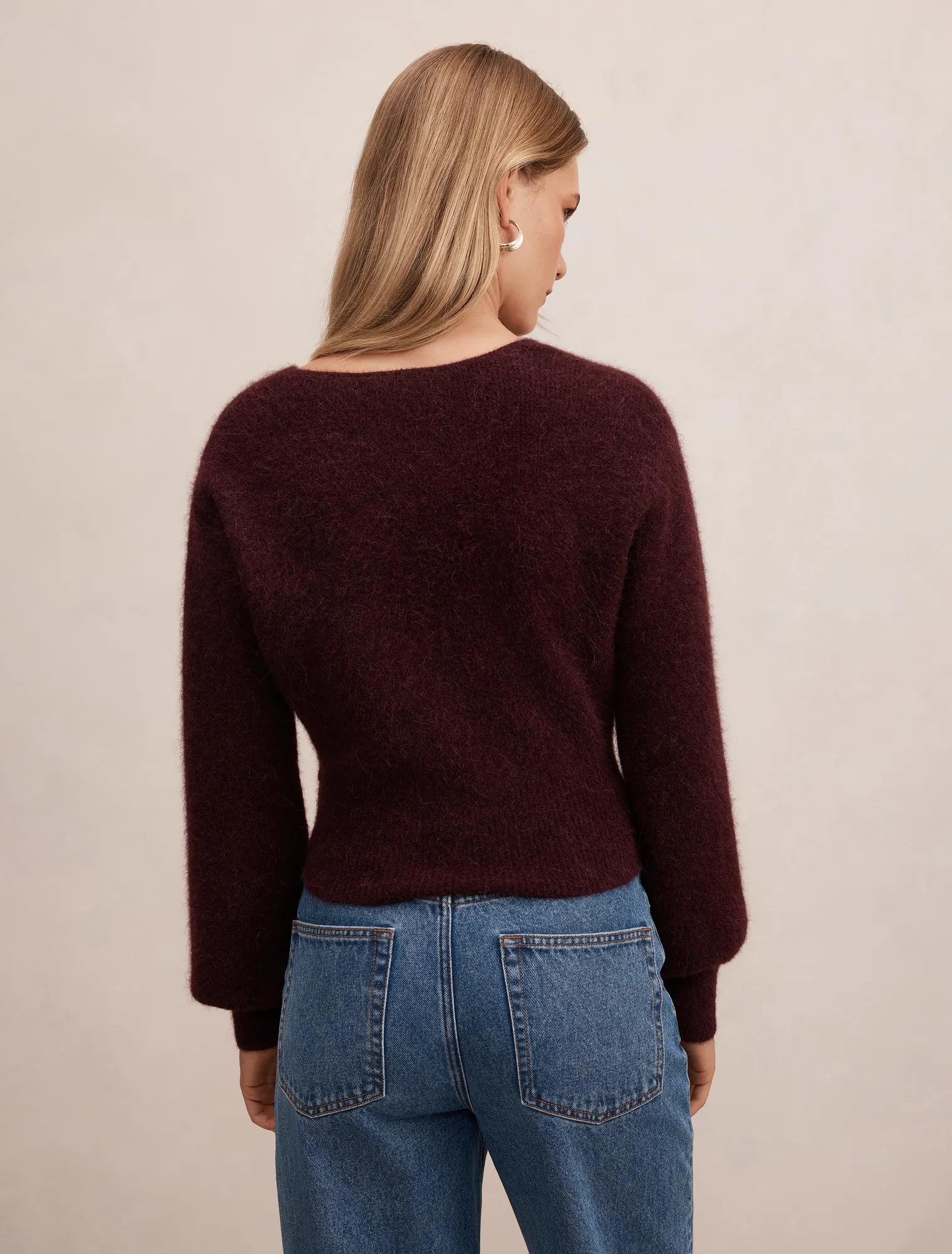 Florence Knitted Wrap Sweater Elderberry