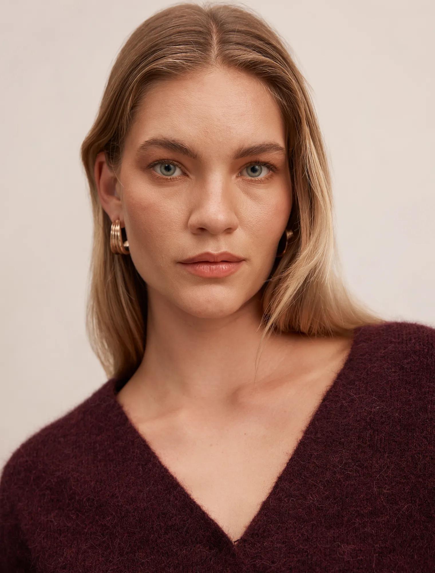Florence Knitted Wrap Sweater Elderberry