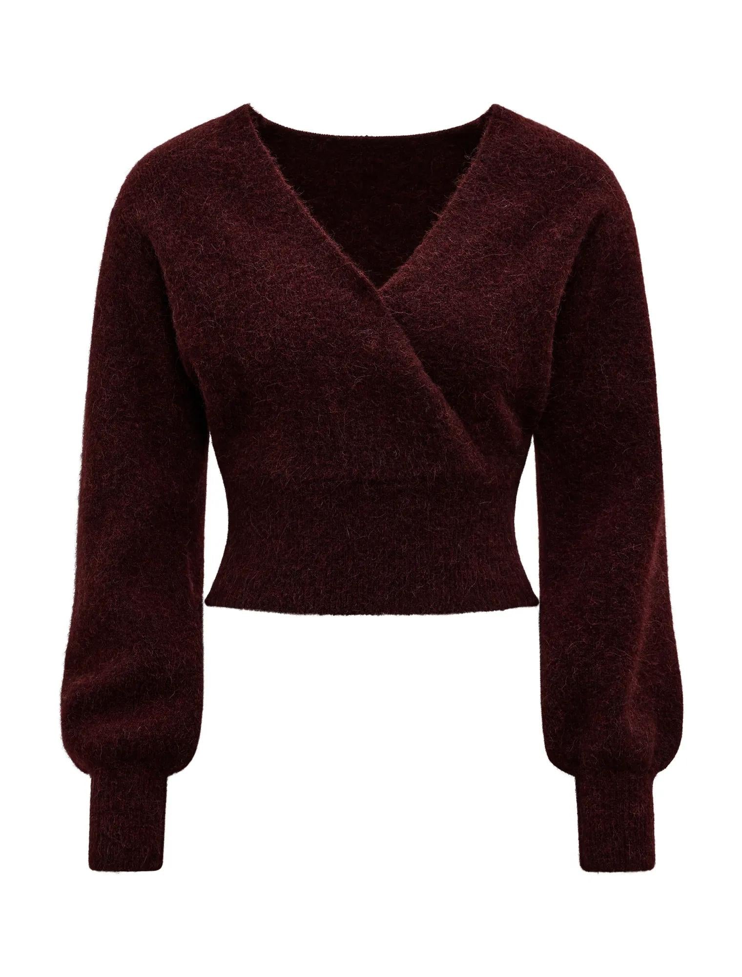 Florence Knitted Wrap Sweater Elderberry_mannequin