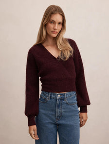 Florence Knitted Wrap Sweater Elderberry