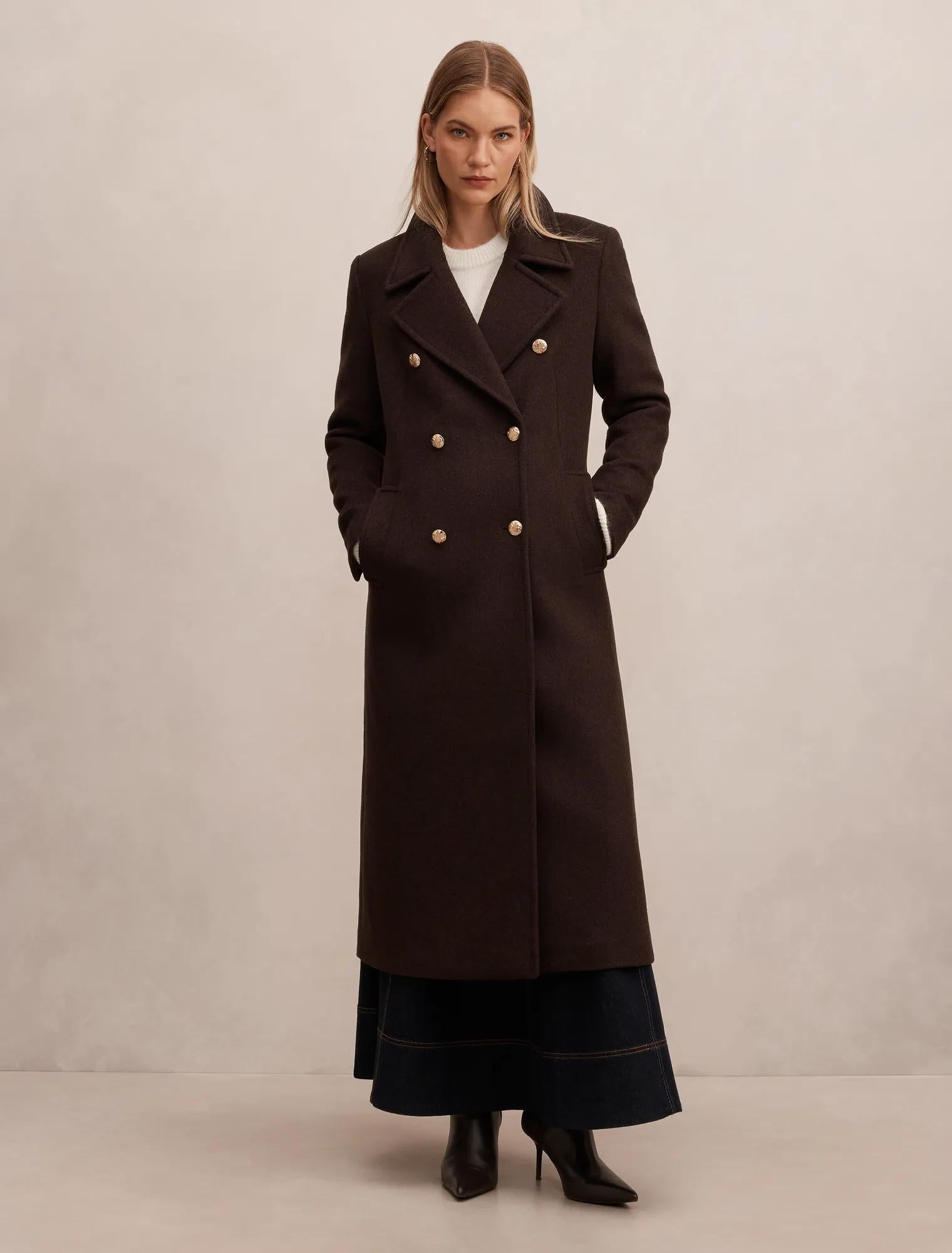 Catherine Military Coat Dark Chocolate