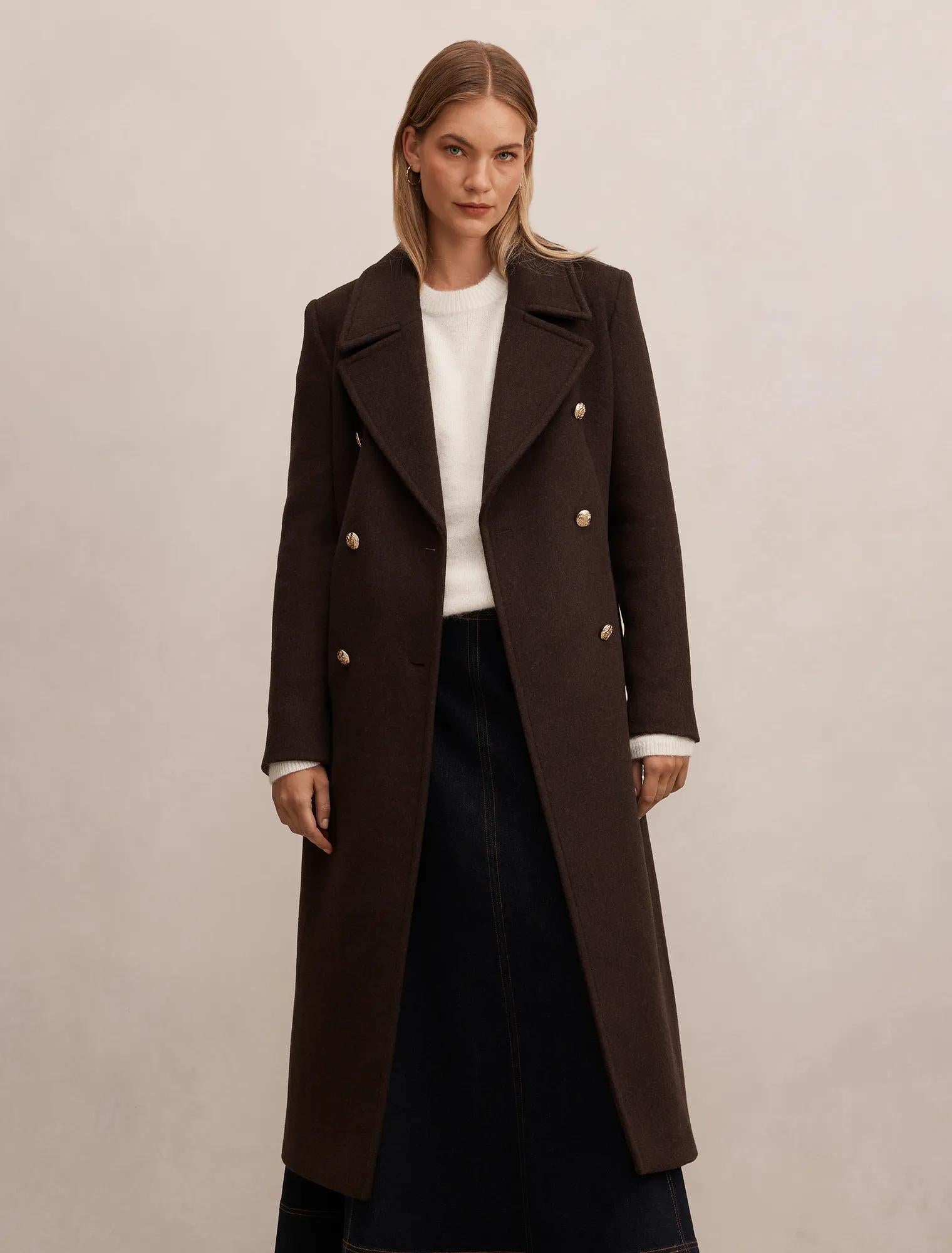 Catherine Military Coat Dark Chocolate