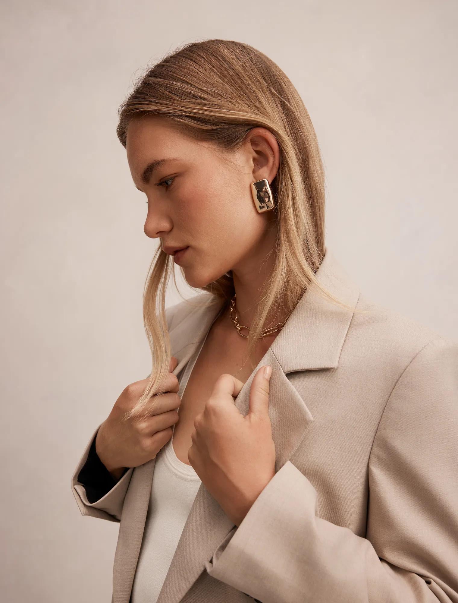 Rachel Relaxed Twill Blazer Neutral Suit
