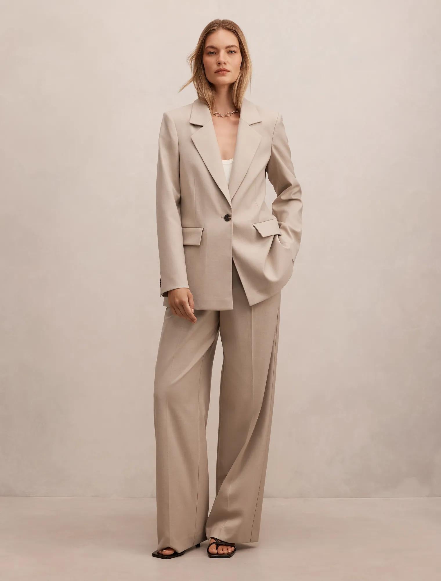 Rachel Relaxed Twill Blazer Neutral Suit