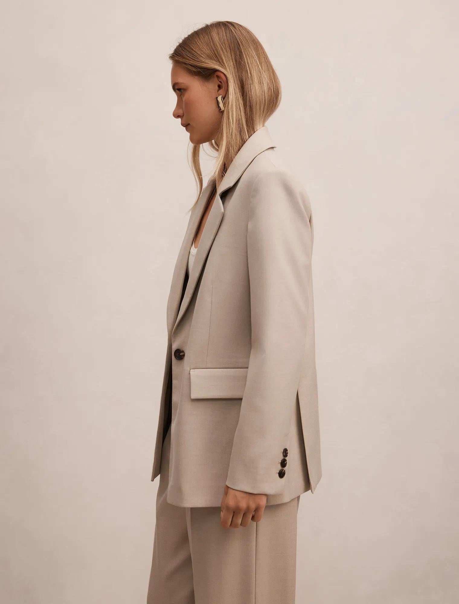 Rachel Relaxed Twill Blazer Neutral Suit