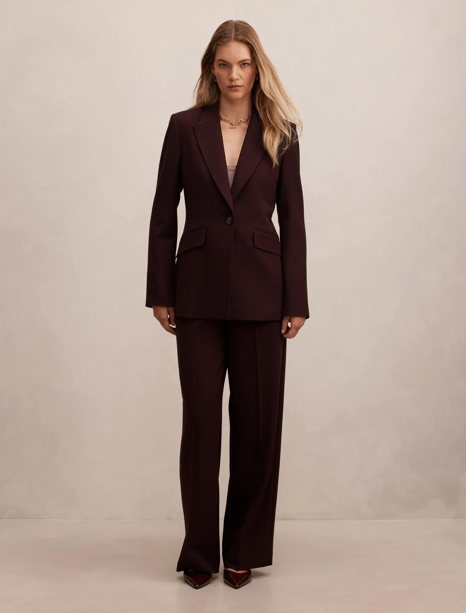Wynn Waisted Suit Blazer Deep Aubergine Suit
