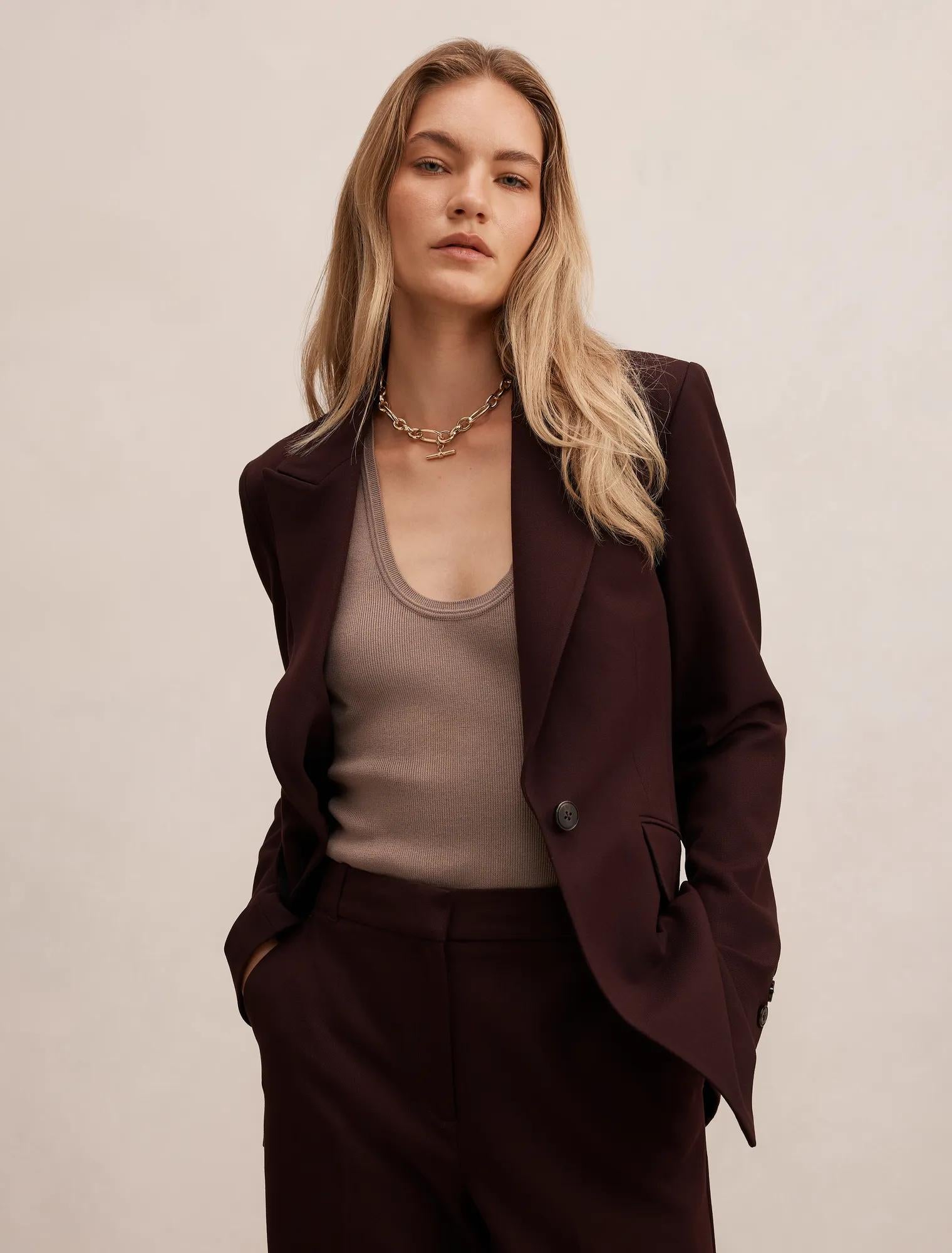 Wynn Waisted Suit Blazer Deep Aubergine Suit
