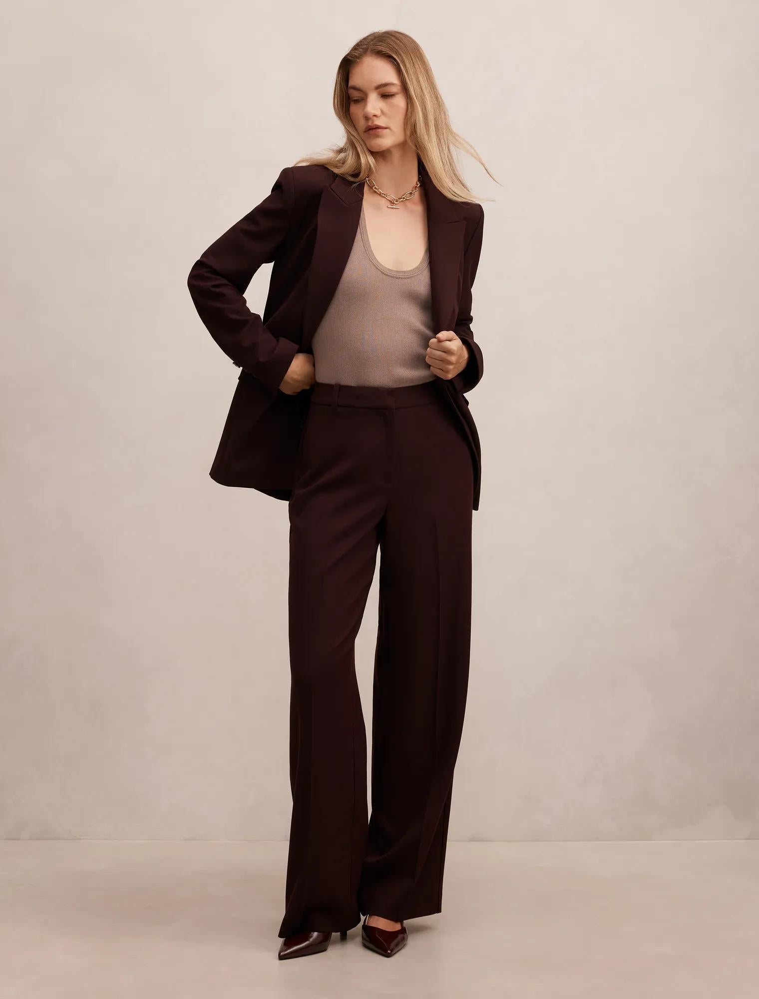 Wynn Waisted Suit Blazer Deep Aubergine Suit