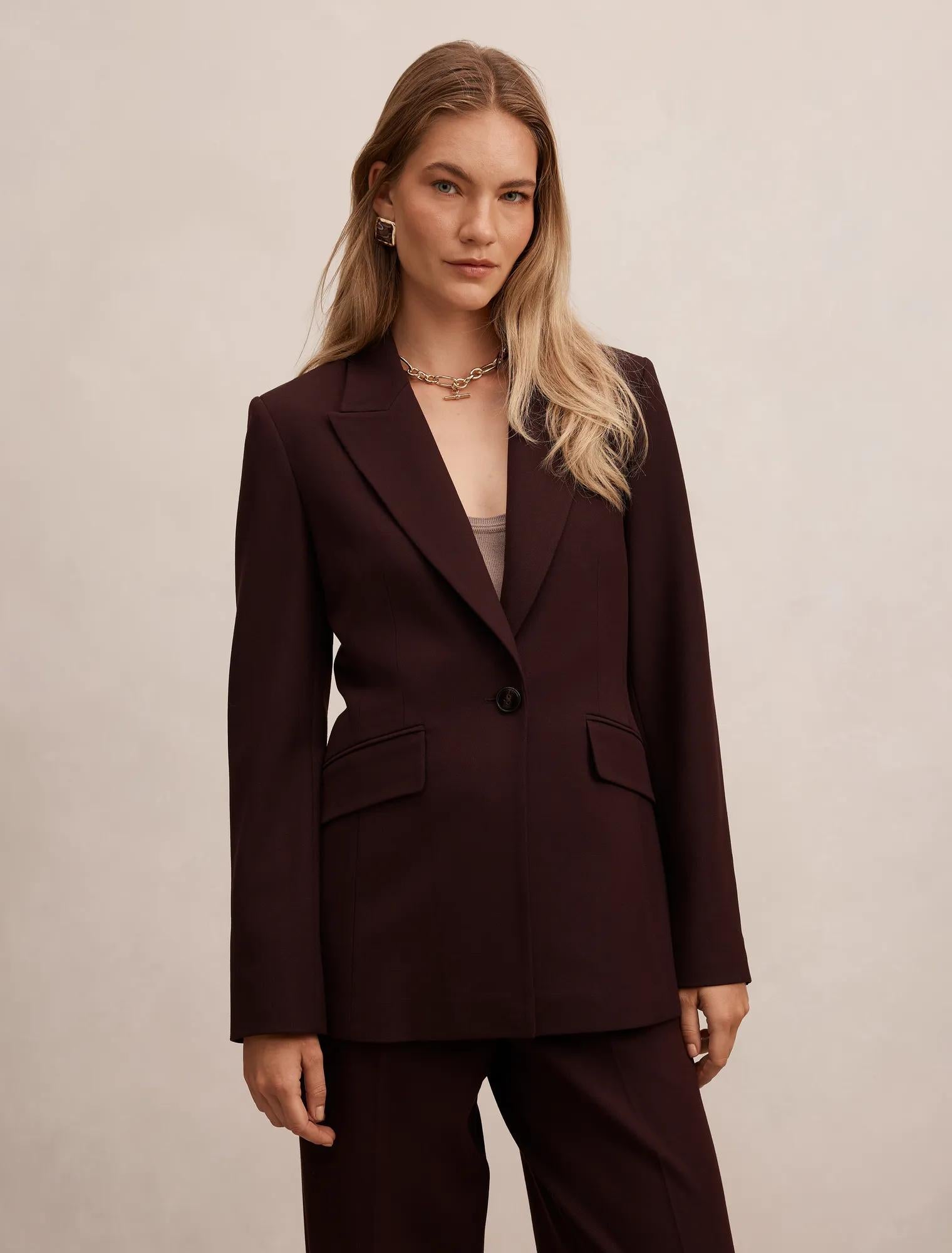 Wynn Waisted Suit Blazer Deep Aubergine Suit