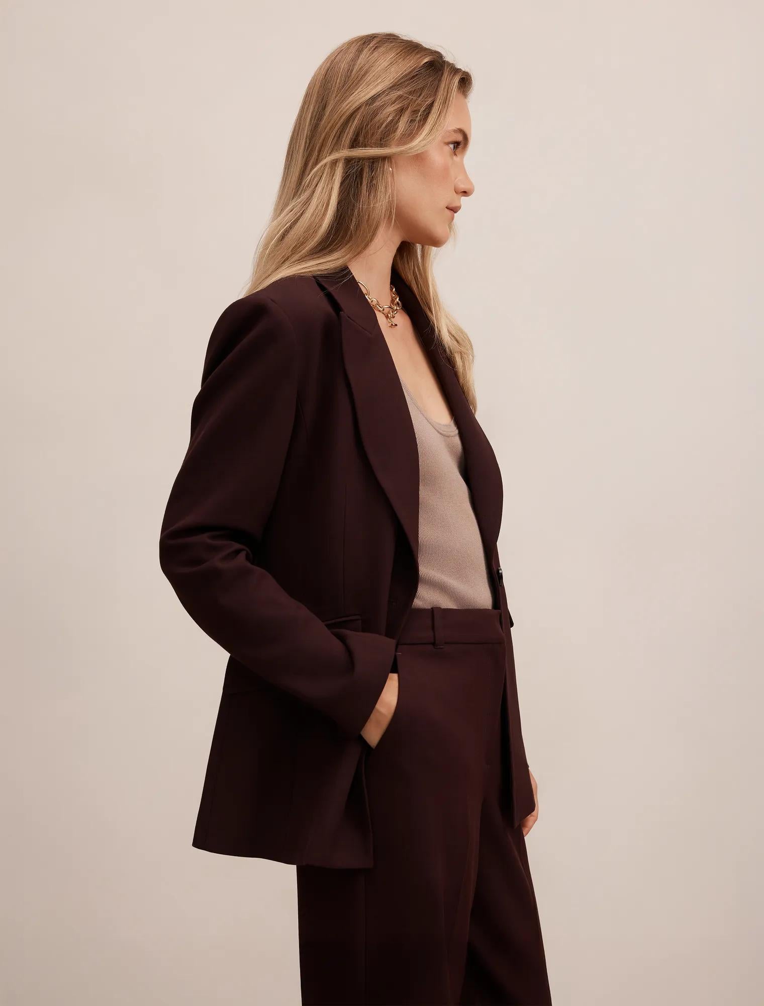 Wynn Waisted Suit Blazer Deep Aubergine Suit