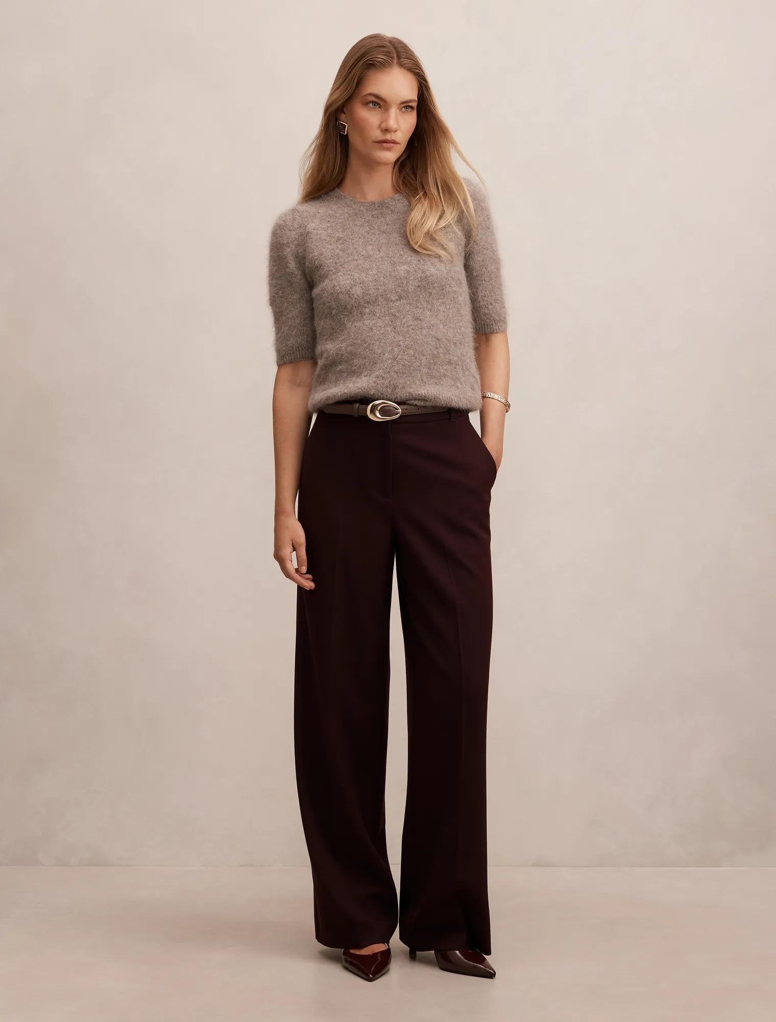 Wynn Slim Wide Leg Suit Pants Deep Aubergine Suit
