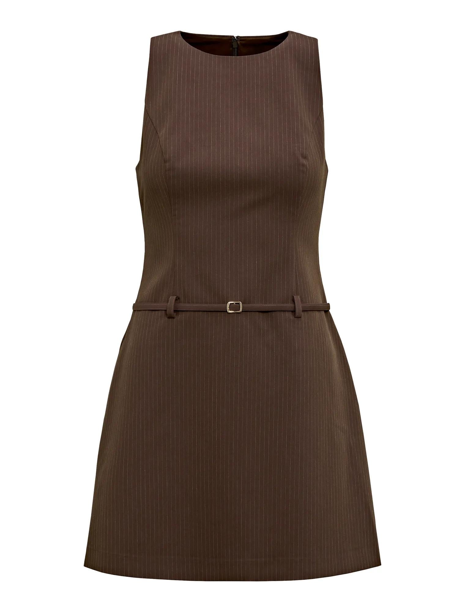Essie Pinstripe Mini Dress Choc Pinstripe_mannequin