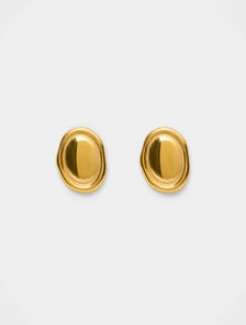 Orion Waterproof Oval Panel Stud Earrings Gold Plated_mannequin