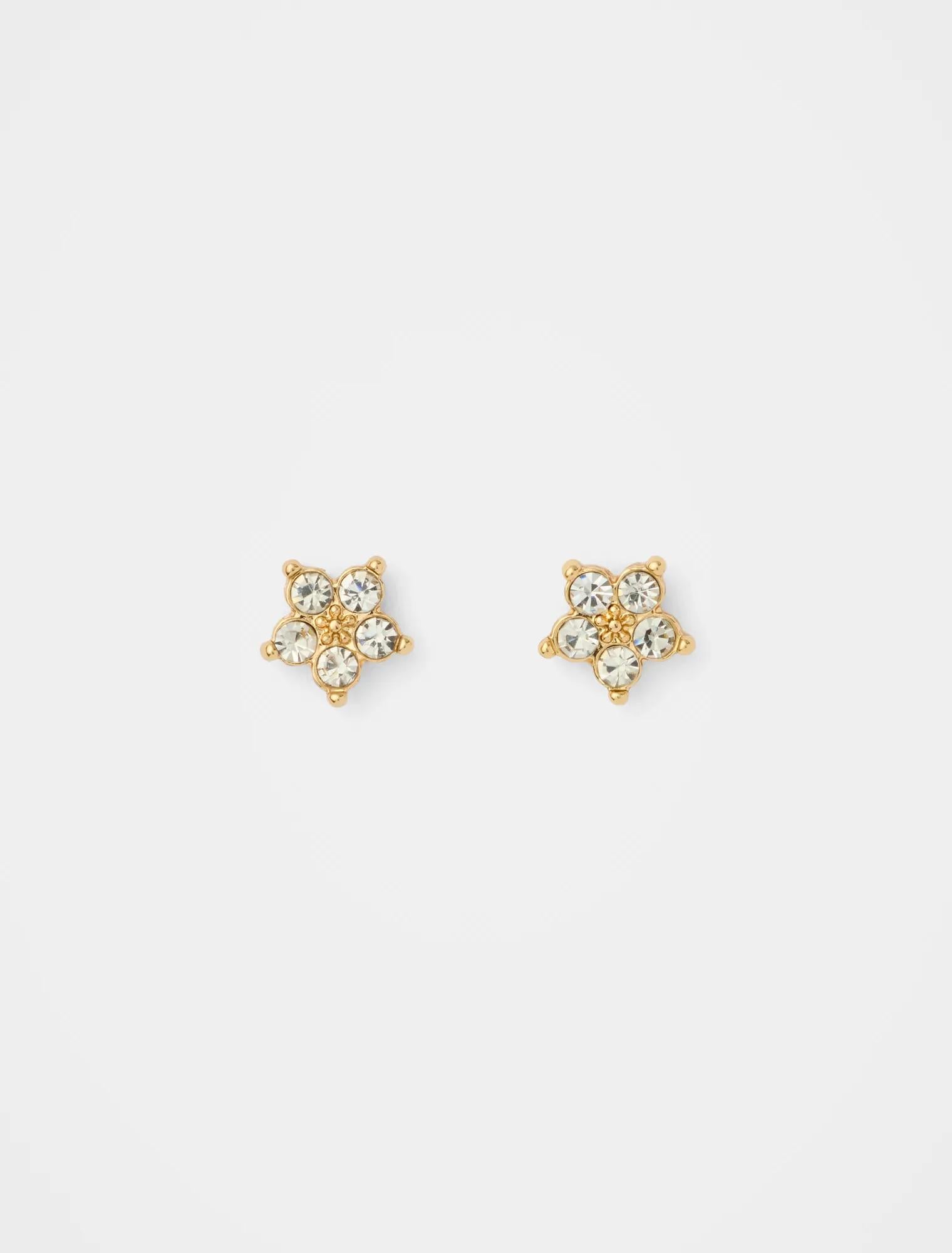 Posie Pretty Flower Stud Earrings Gold/Crystal_mannequin