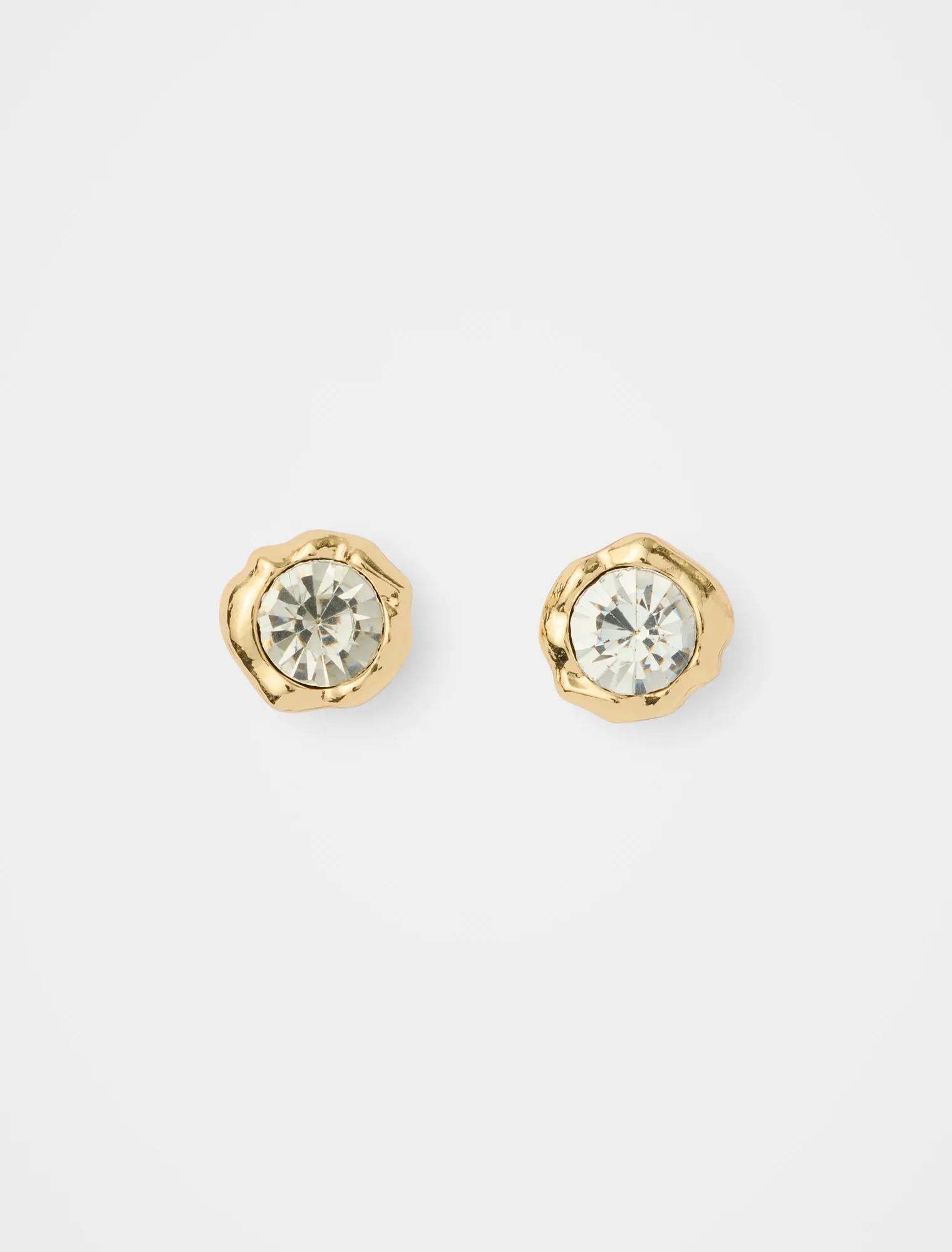 Sophie Organic Stone Stud Earrings Gold/Crystal_mannequin