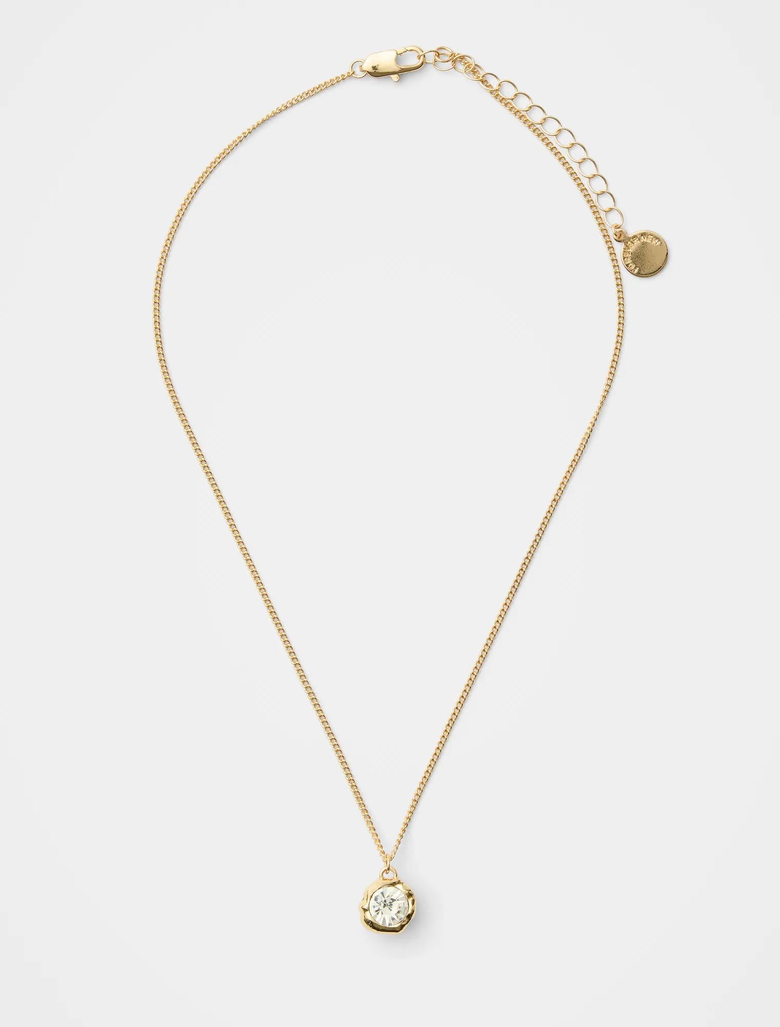 Sophie Organic Stone Pendant Necklace Gold/Crystal_mannequin