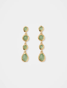 Simone Stone Drop Earrings Gold/Green_mannequin
