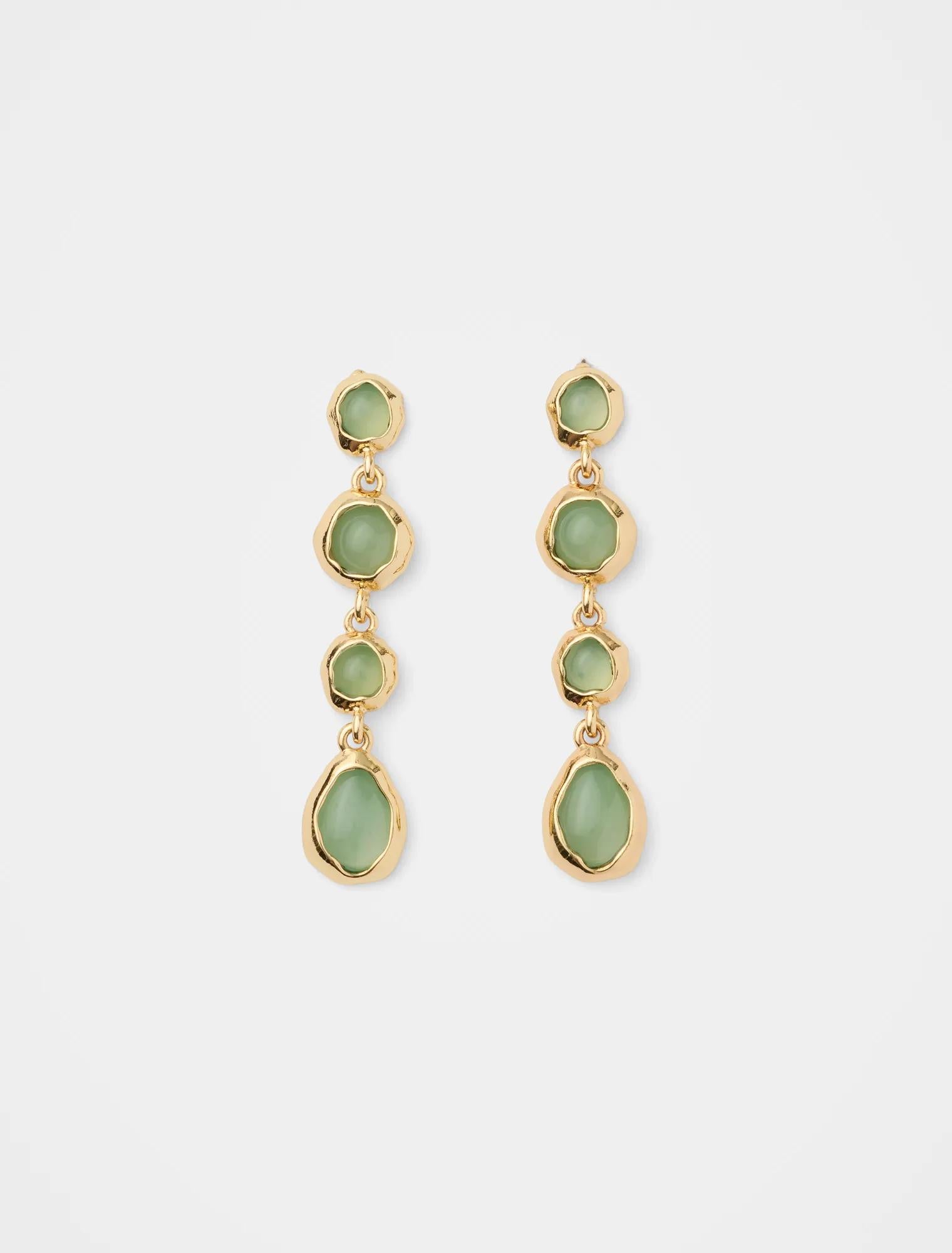 Simone Stone Drop Earrings Gold/Green_mannequin