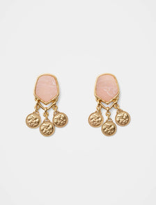 Saylor Stone Charm Earrings Gold/Rose_mannequin