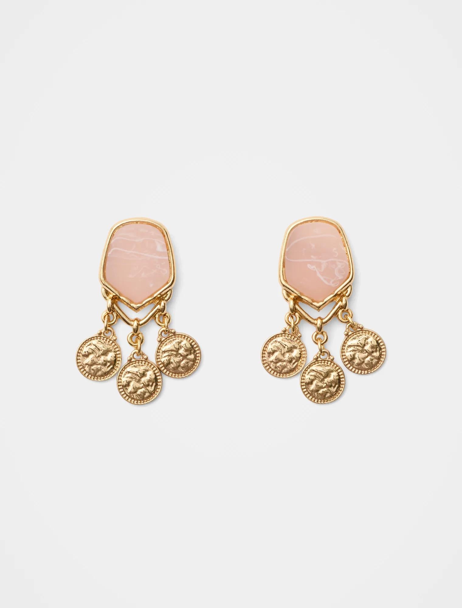 Saylor Stone Charm Earrings Gold/Rose_mannequin