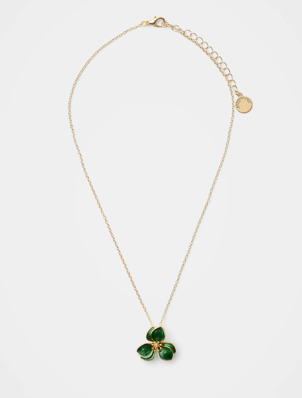 Edith Enamel Flower Necklace Gold/Green_mannequin